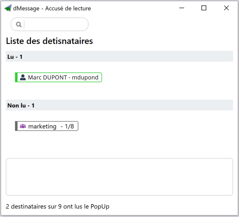 Accusé de lecture d'une Popup dMessage en entreprise